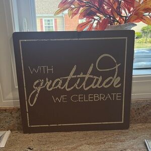 Brown & Glitter Gratitude Celebration Sign 14 x 16 inches